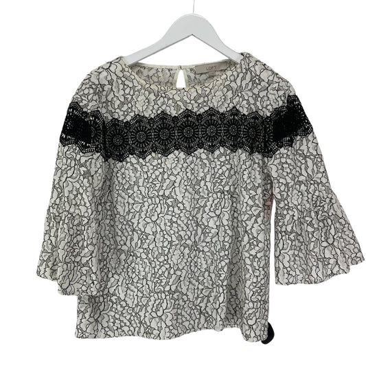 Top 3/4 Sleeve By Loft In White Black, Size: M