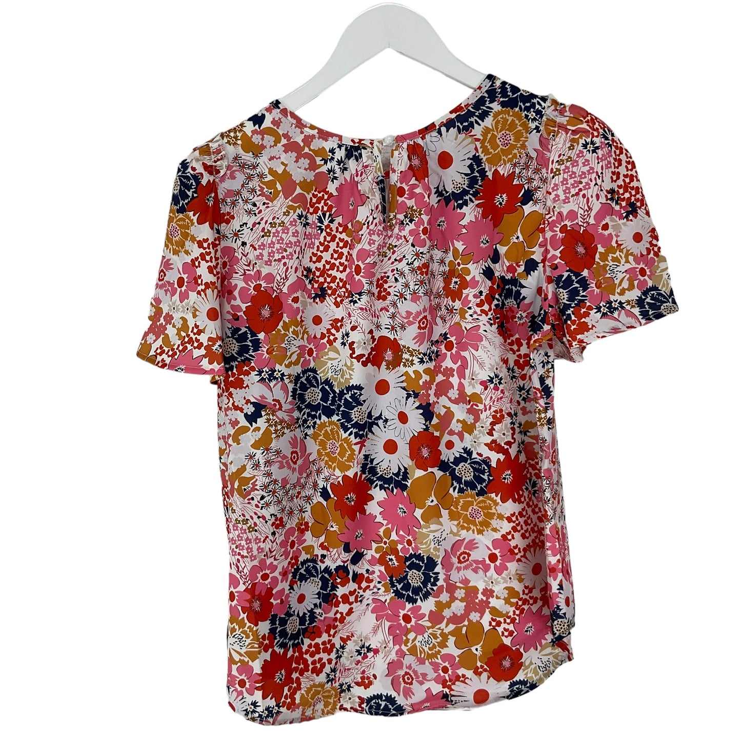 Floral Print Top Short Sleeve Clothes Mentor, Size S