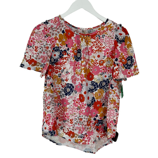 Floral Print Top Short Sleeve Clothes Mentor, Size S