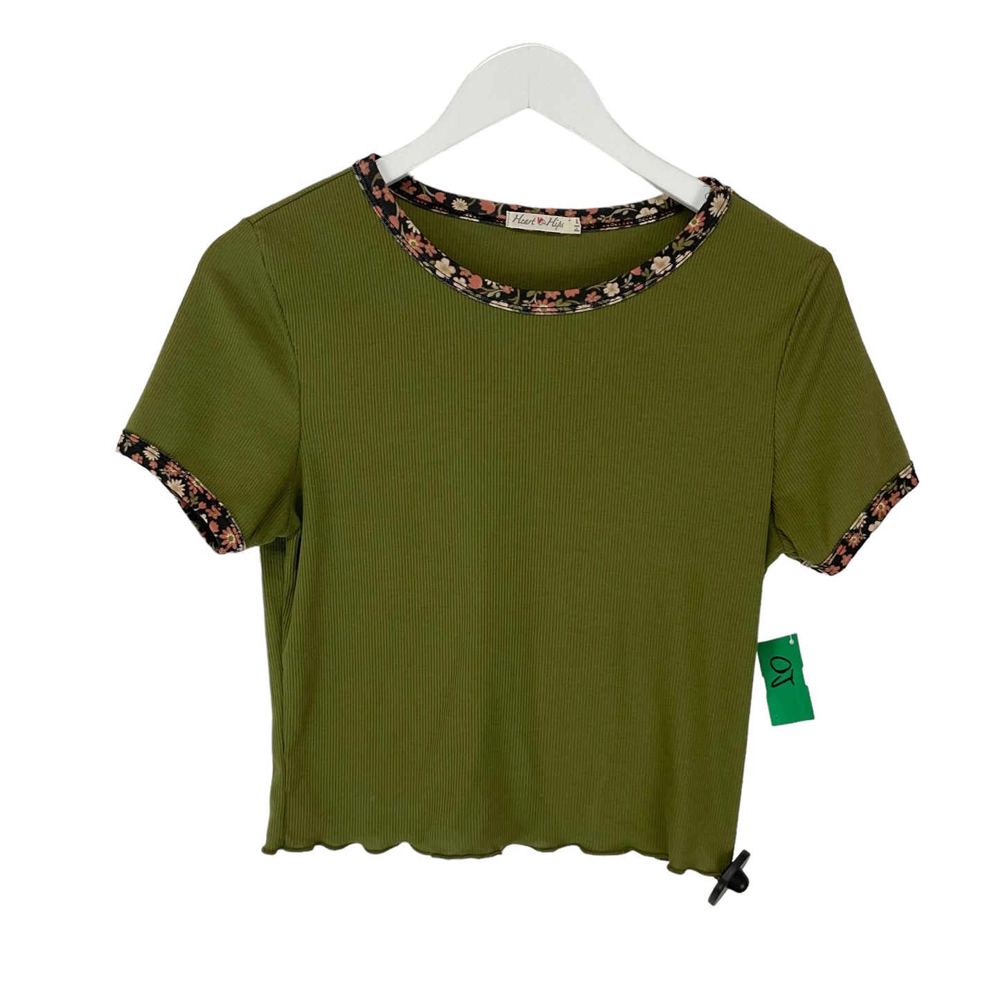 Green Top Short Sleeve Heart & Hips, Size L