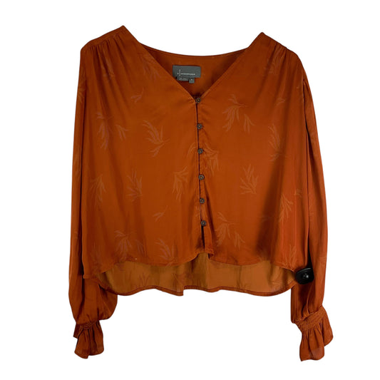 Top Long Sleeve By Anthropologie In Orange, Size: S