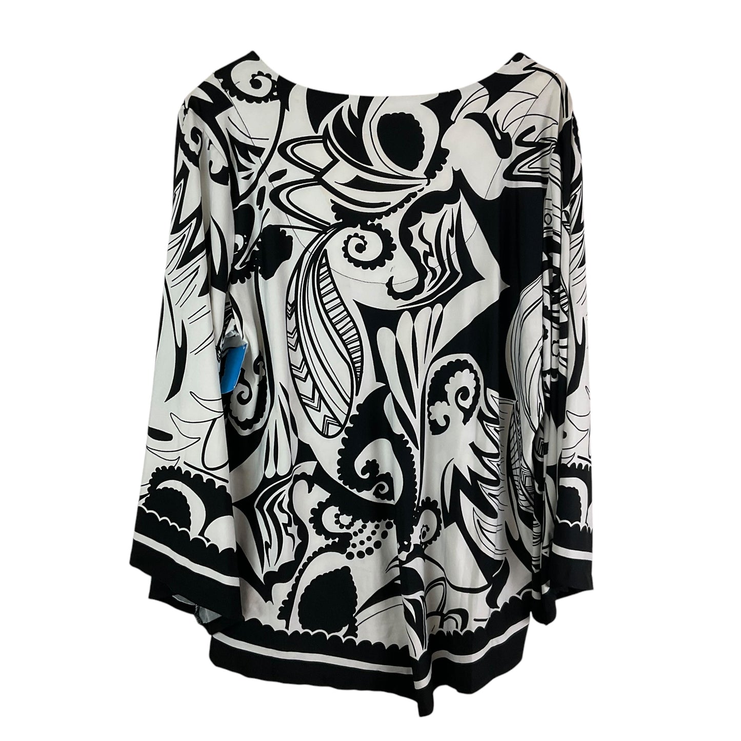 Top 3/4 Sleeve By Ashley Stewart In Black & White, Size: 1x