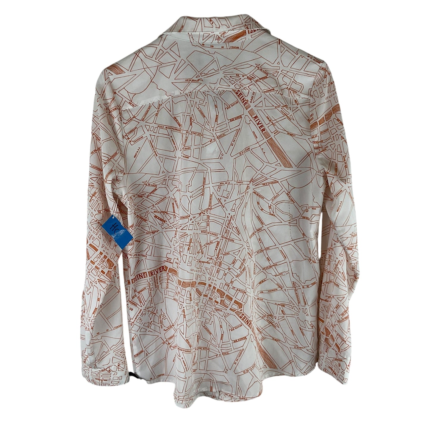 Top Long Sleeve By Karl Lagerfeld In Orange & White, Size: M