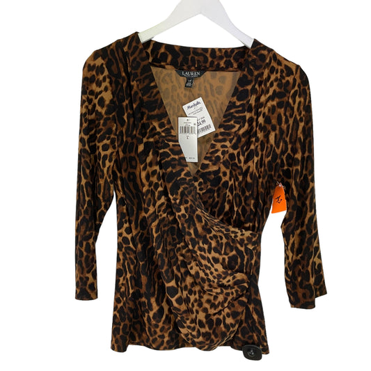 Animal Print Top Long Sleeve Lauren By Ralph Lauren, Size L