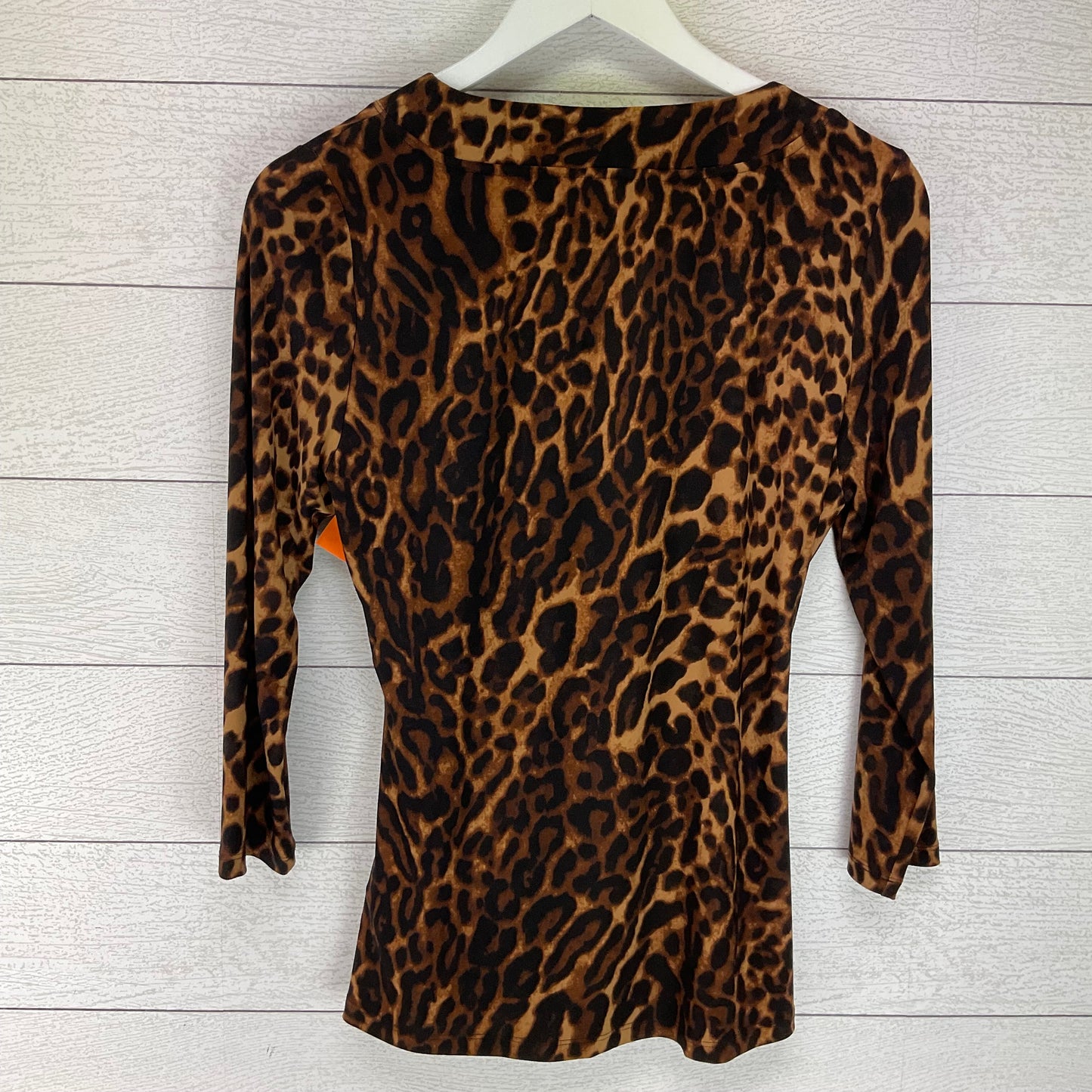 Animal Print Top Long Sleeve Lauren By Ralph Lauren, Size L