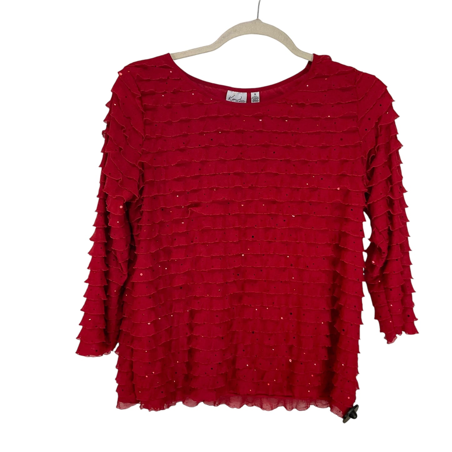 Top Long Sleeve By Kim Rogers In Red, Size: 1x