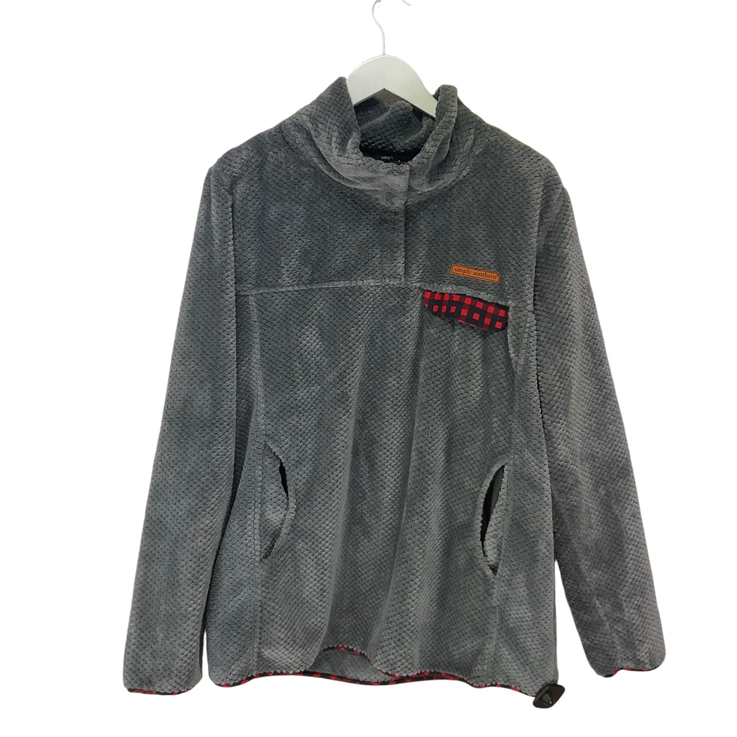 Jacket Fleece By Simply Southern In Grey, Size: Xl