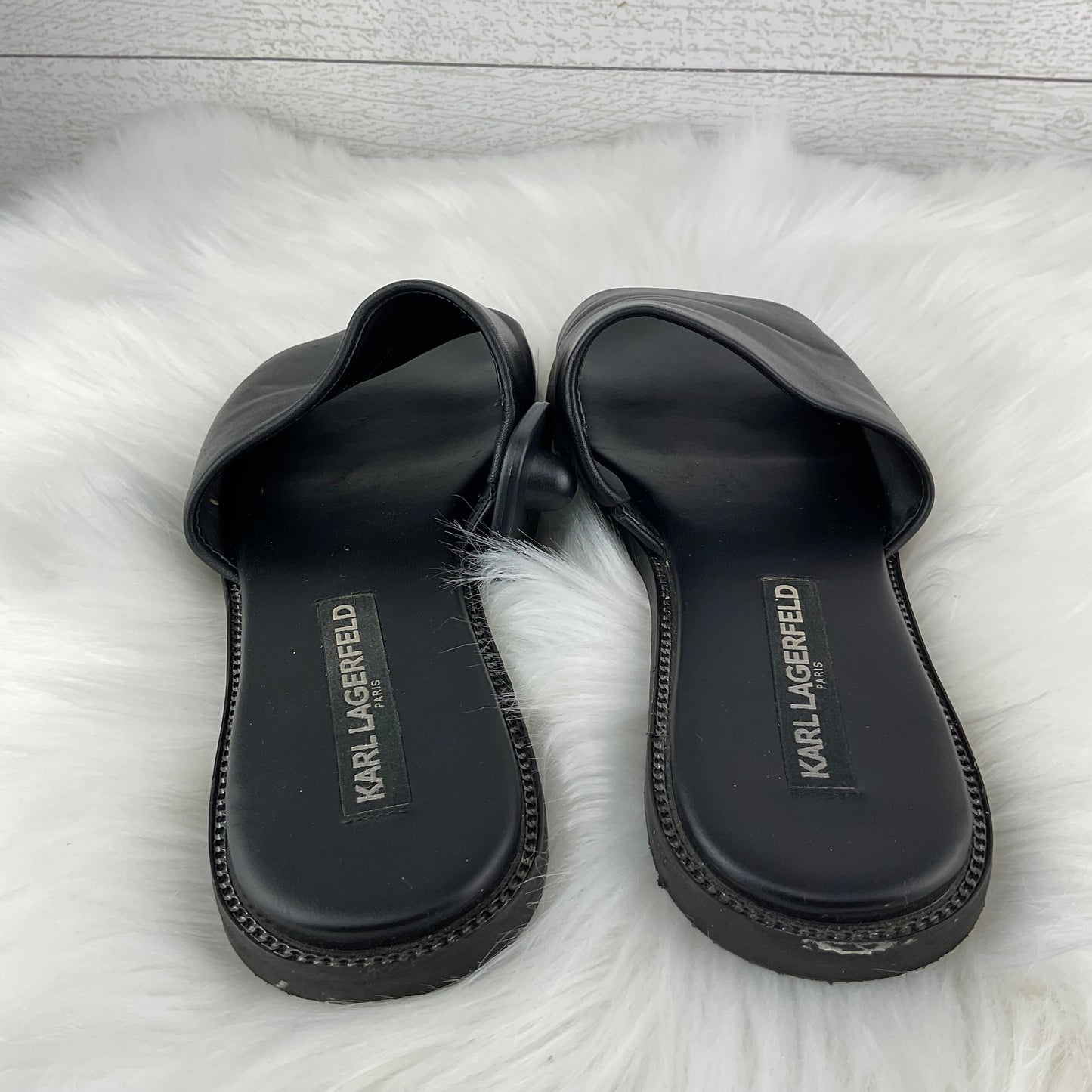 Sandals Designer By Karl Lagerfeld In Black, Size: 6.5