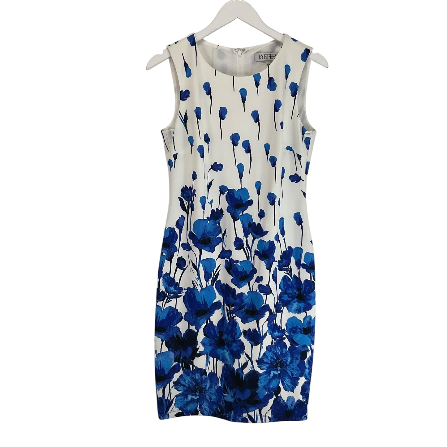 Dress Casual Midi By Kasper In Blue & White, Size: 4