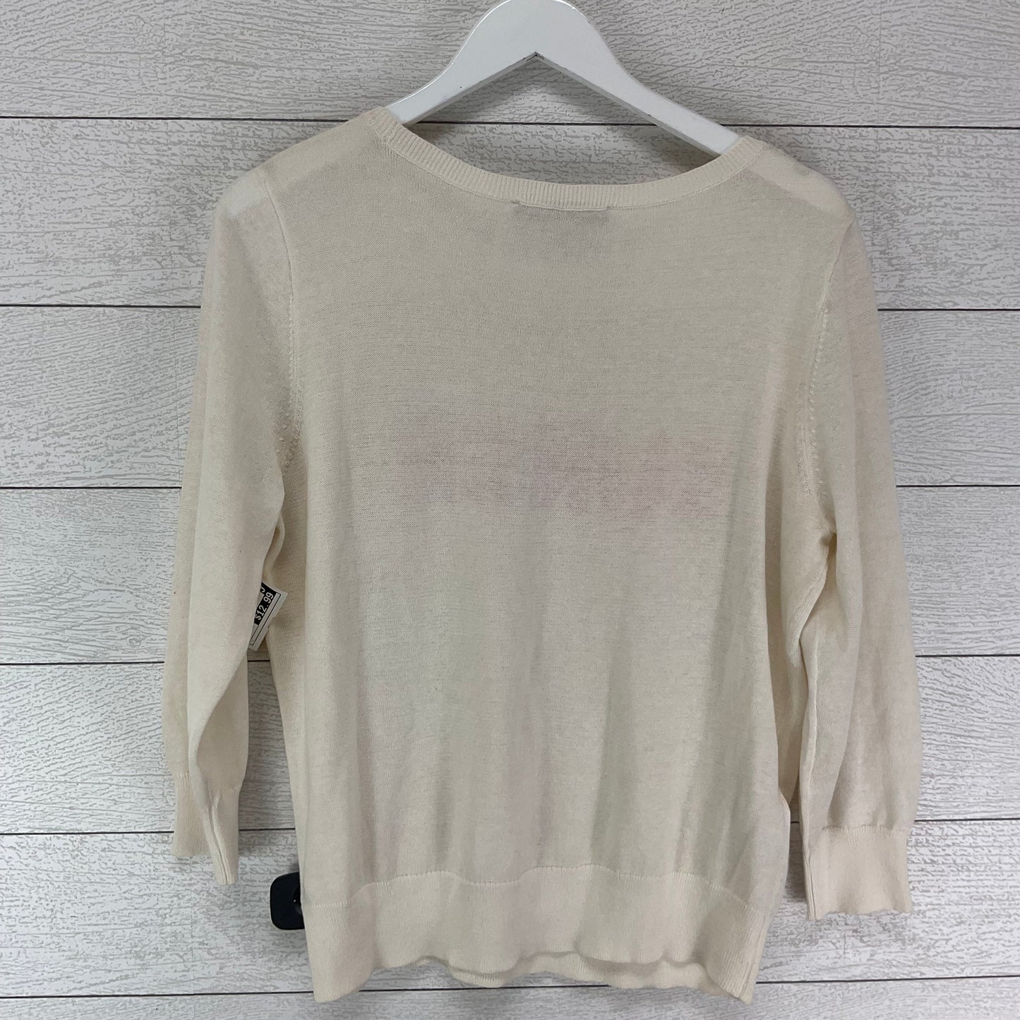 Top Long Sleeve By Loft In White, Size: L