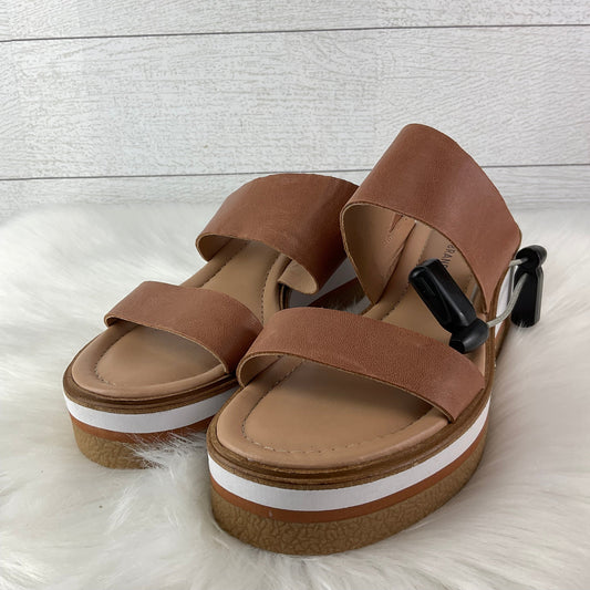 Shoes Heels Wedge By Lucky Brand In Brown & Cream, Size: 8.5