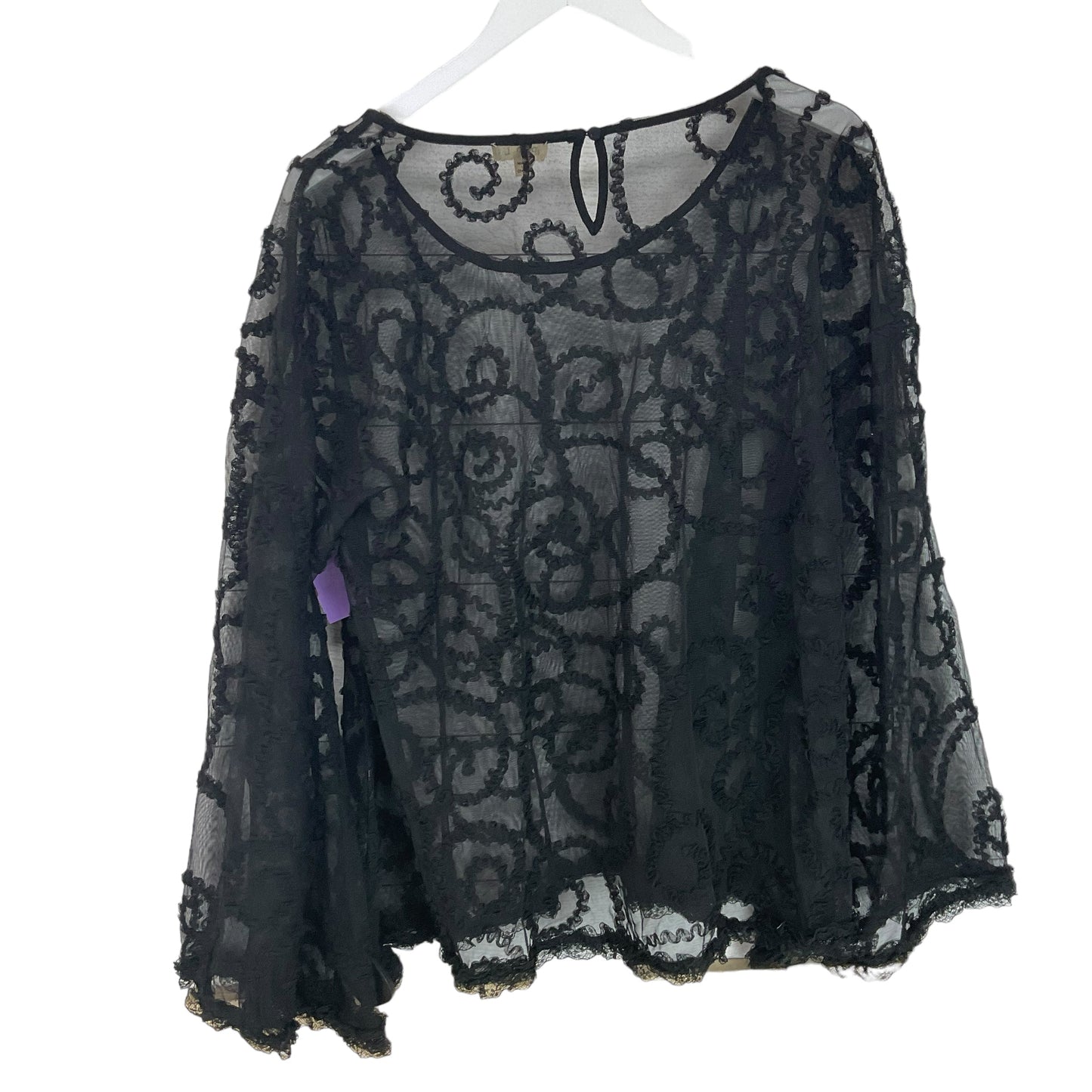 Black Top Long Sleeve Pol, Size L