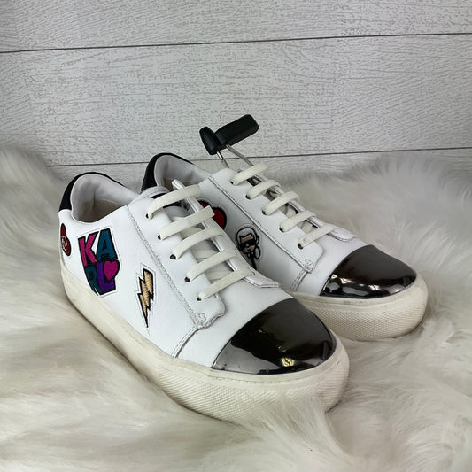 White Shoes Designer Karl Lagerfeld, Size 6.5
