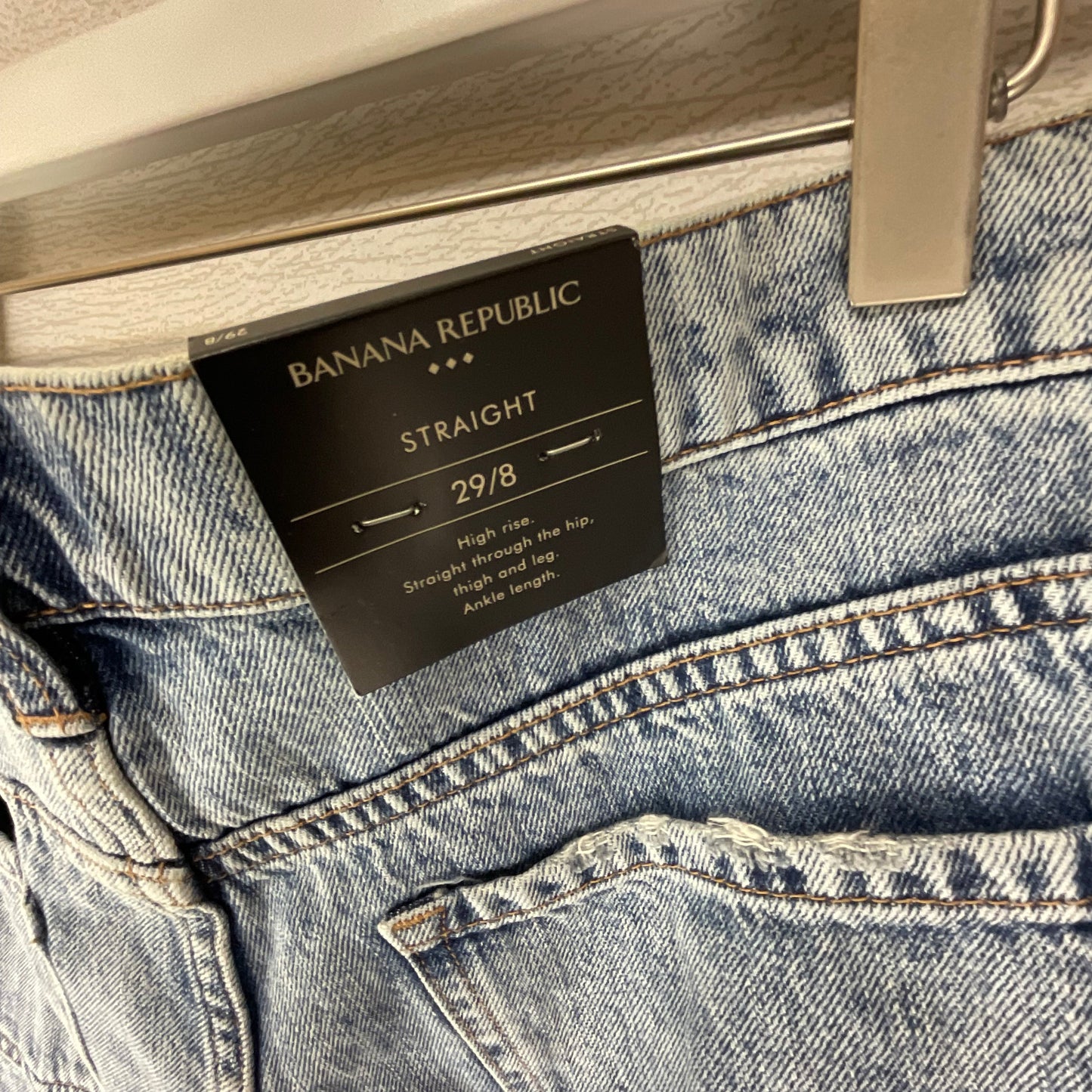 Jeans Straight By Banana Republic In Blue Denim, Size: 8