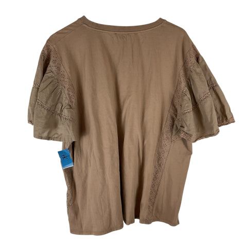 Top Short Sleeve By Lane Bryant In Brown, Size: 2x