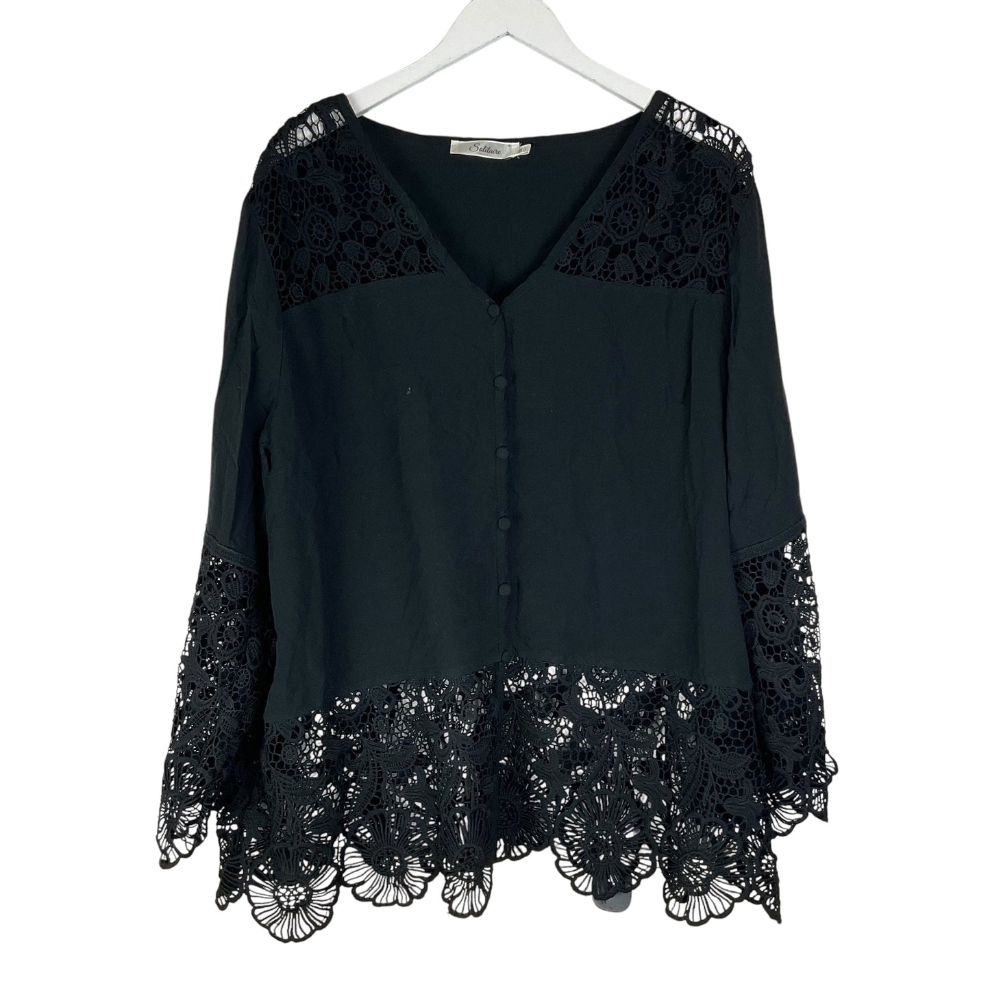 Top Long Sleeve By Solitaire In Black, Size: 2x