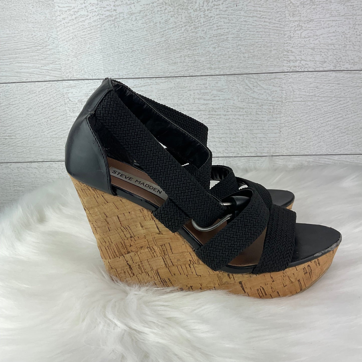 Shoes Heels Wedge By Steve Madden In Black & Brown, Size: 7