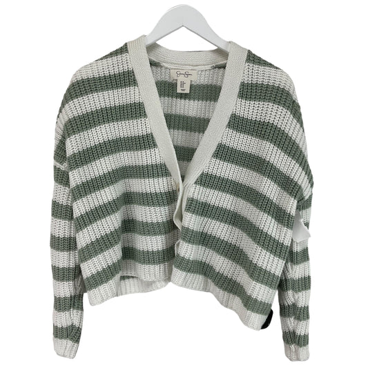 Sweater Cardigan By Jessica Simpson In Green & White, Size: M