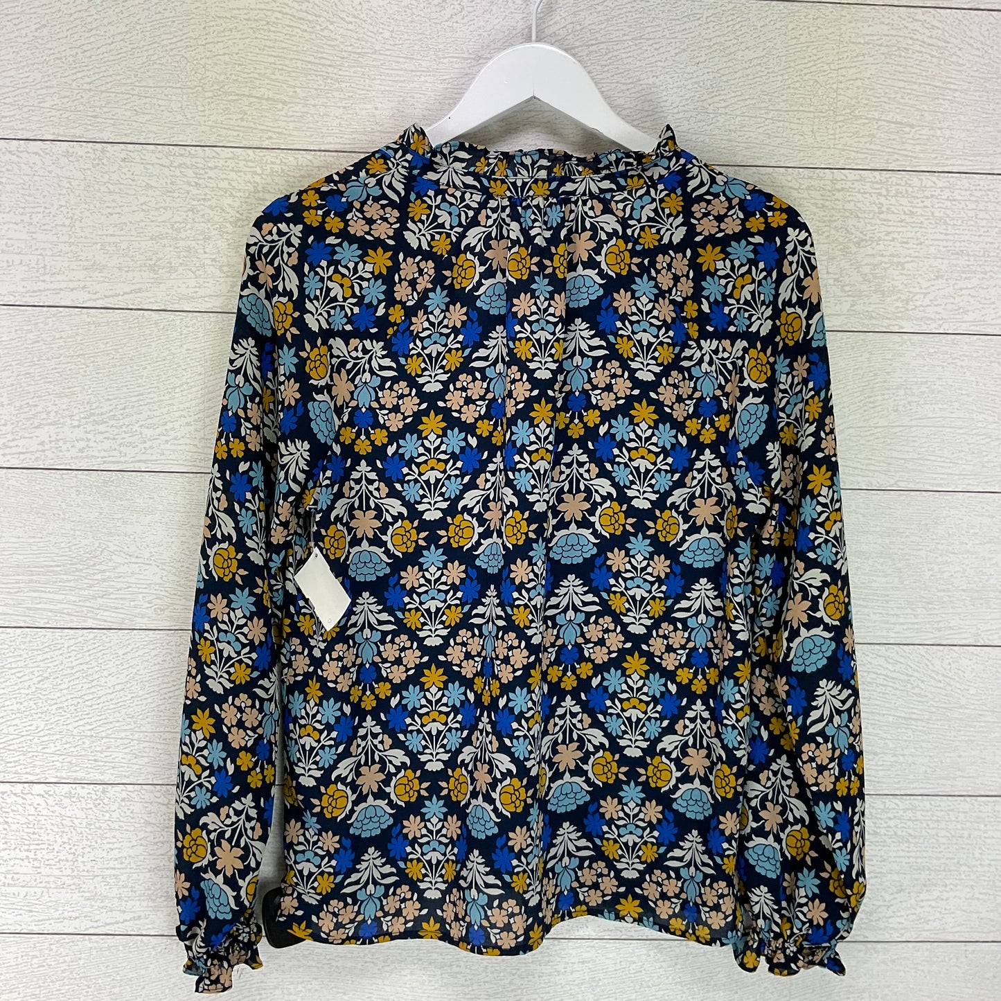 Blouse Long Sleeve By Ann Taylor In Navy, Size: Xs