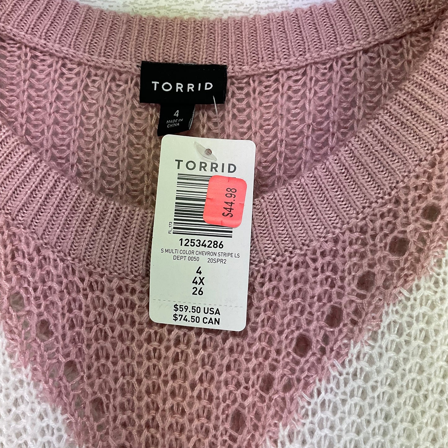 Sweater By Torrid In Pink & White, Size: 3x