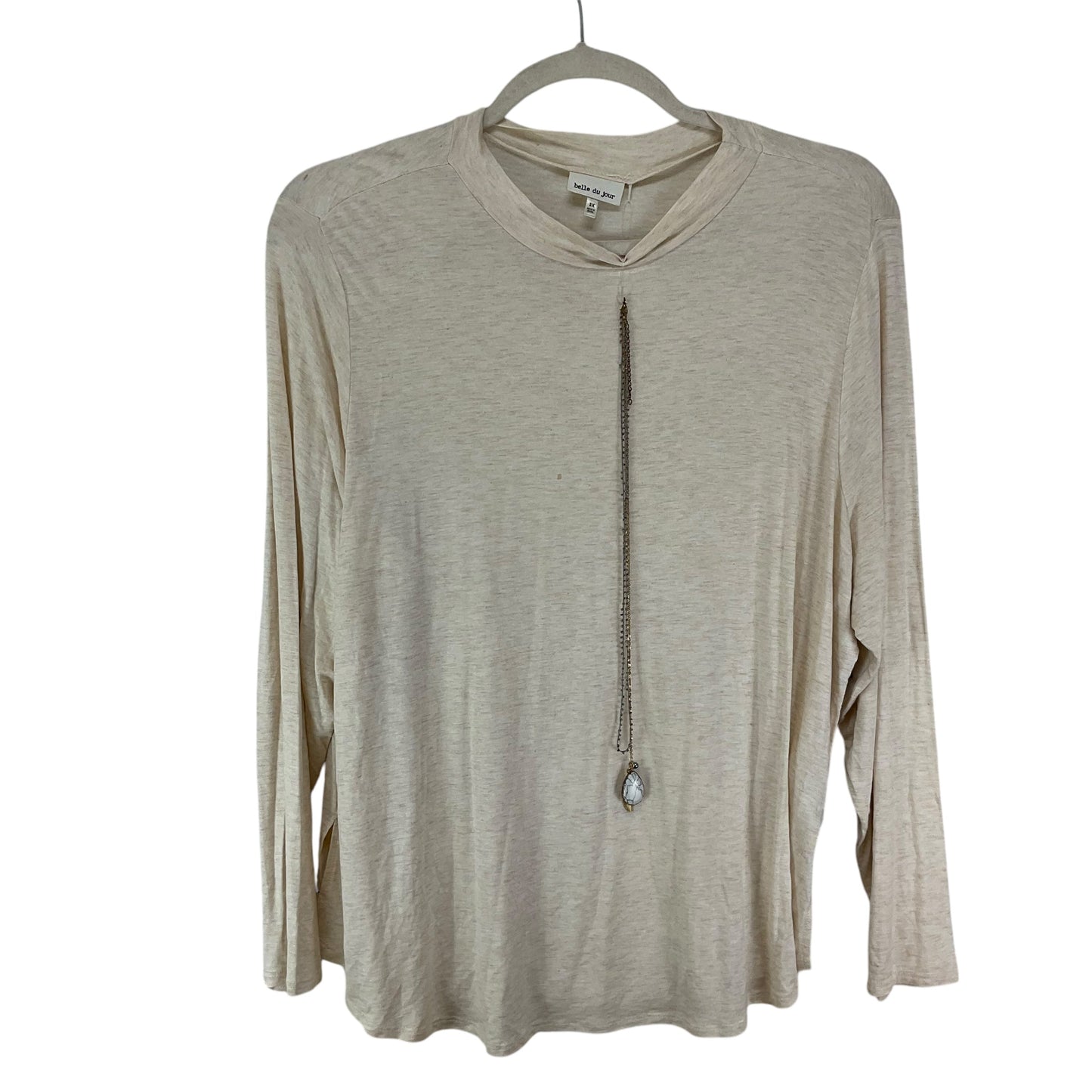 Top Long Sleeve Basic By Clothes Mentor In Cream, Size: 3x