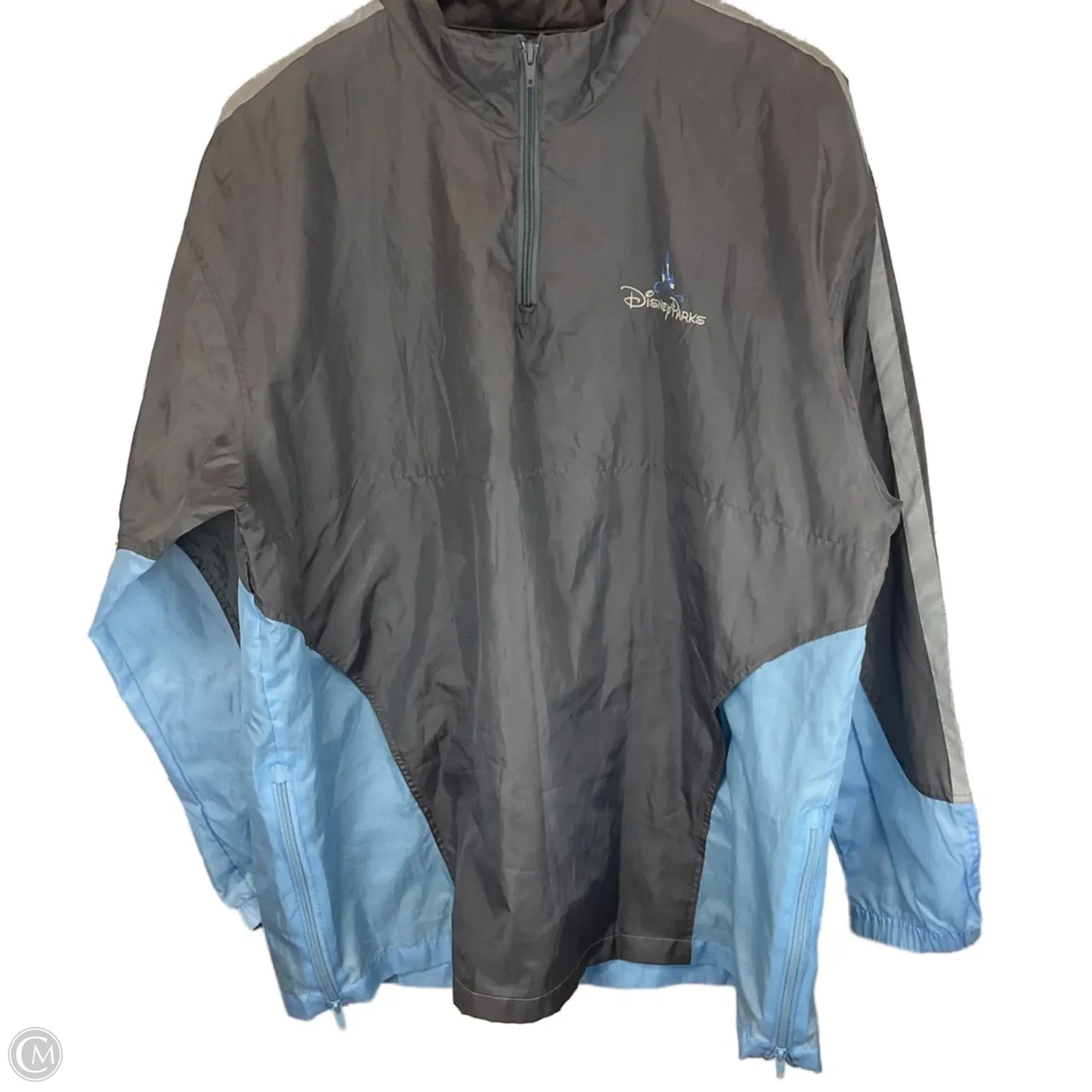 Jacket Windbreaker By Disney Store In Blue & Grey, Size: M