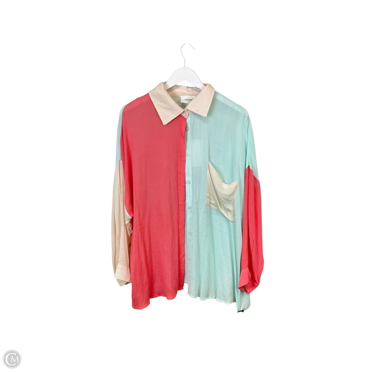 Top Long Sleeve By Andree By Unit In Blue & Pink, Size: 1x