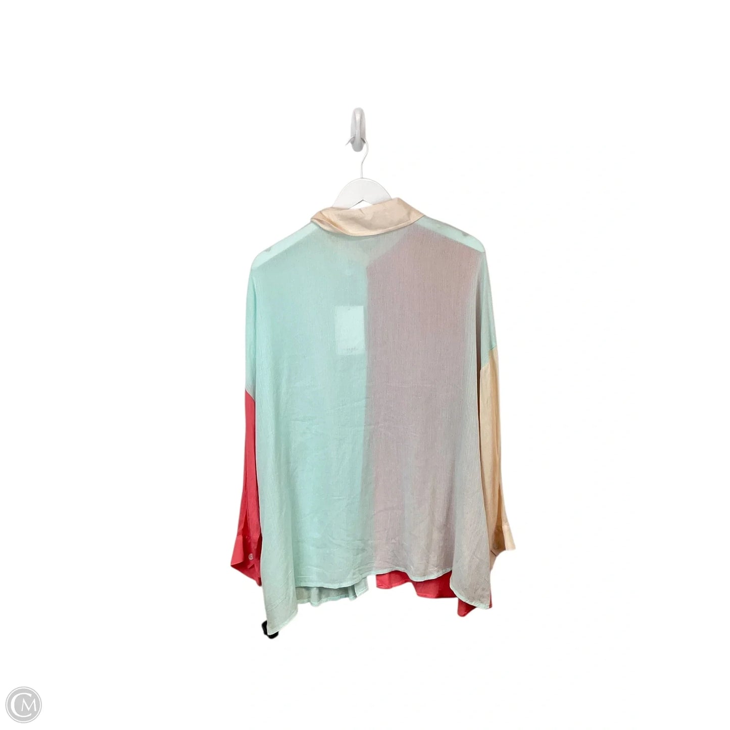 Top Long Sleeve By Andree By Unit In Blue & Pink, Size: 1x