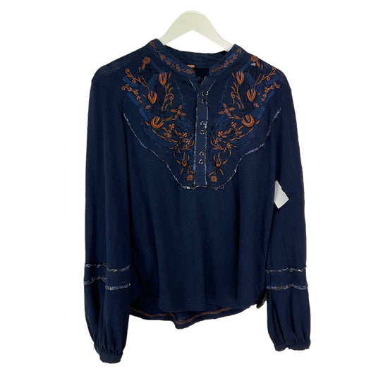 Navy Top Long Sleeve Free People, Size M