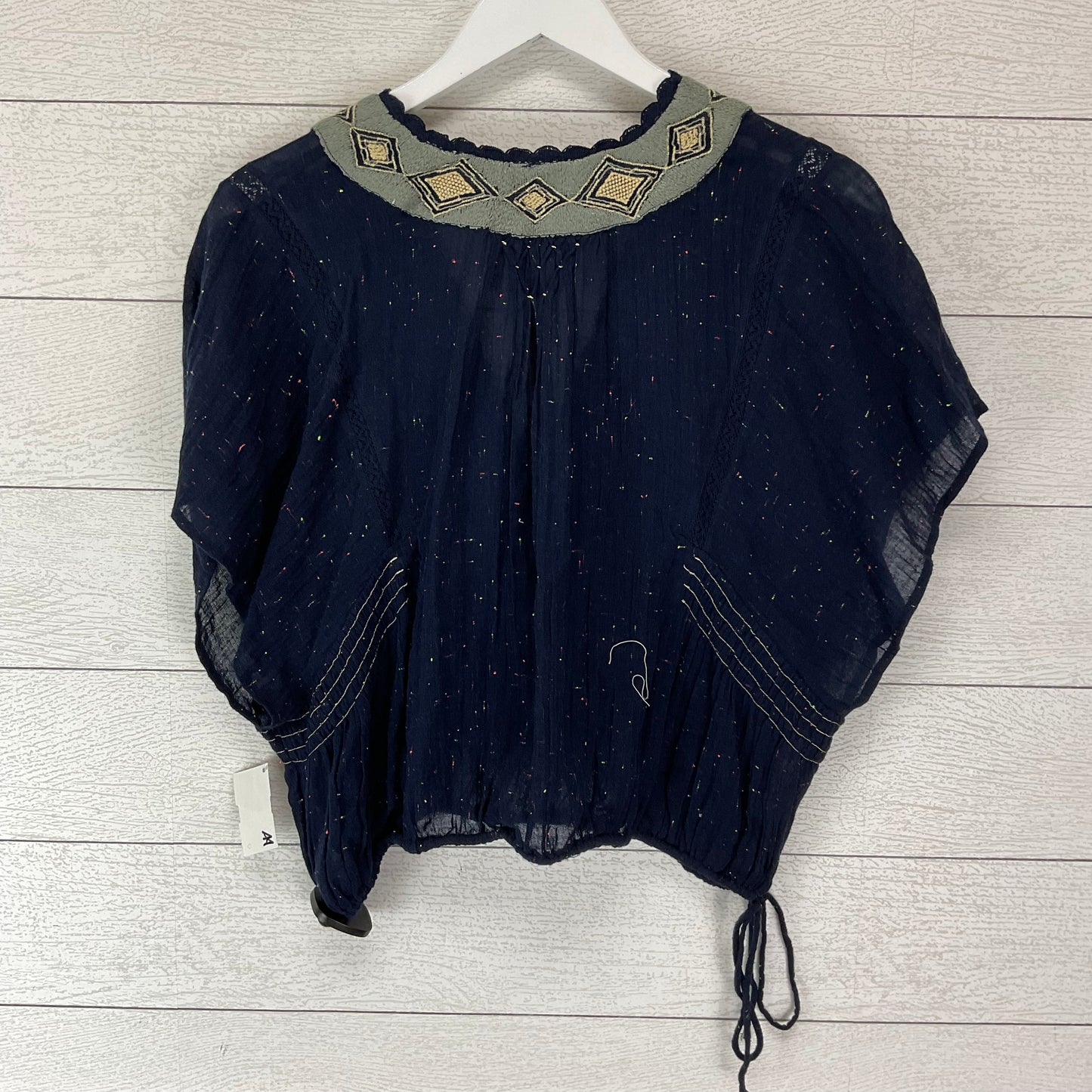 Navy Top Short Sleeve Free People, Size S