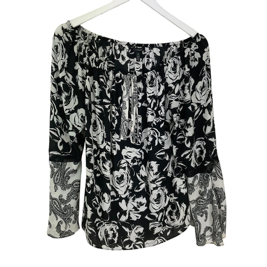 Top Long Sleeve By White House Black Market In Black & White, Size: M