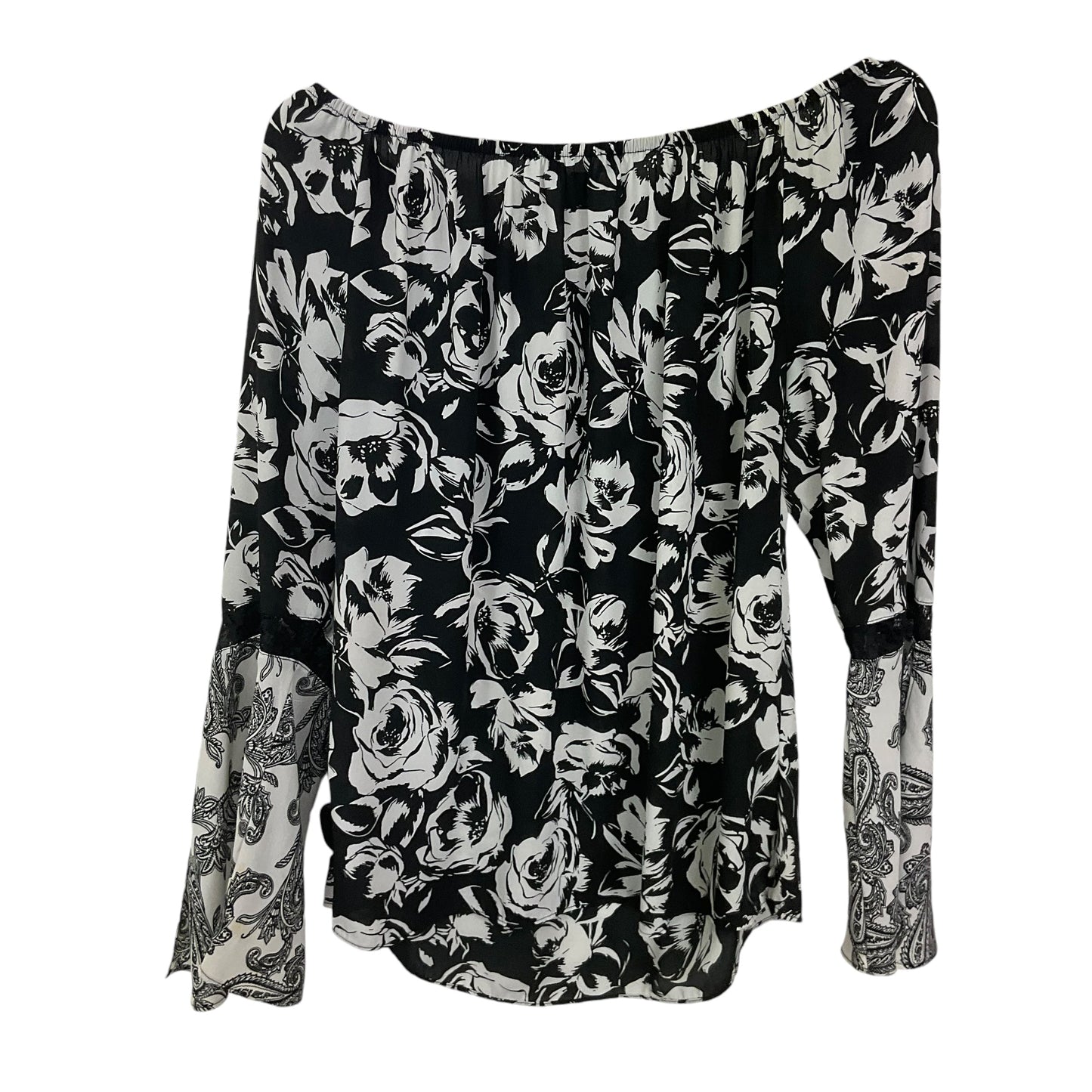 Top Long Sleeve By White House Black Market In Black & White, Size: M