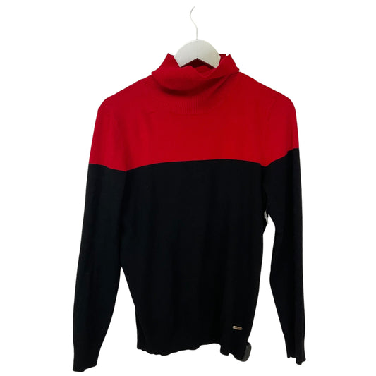 Sweater By Calvin Klein In Black & Red, Size: M