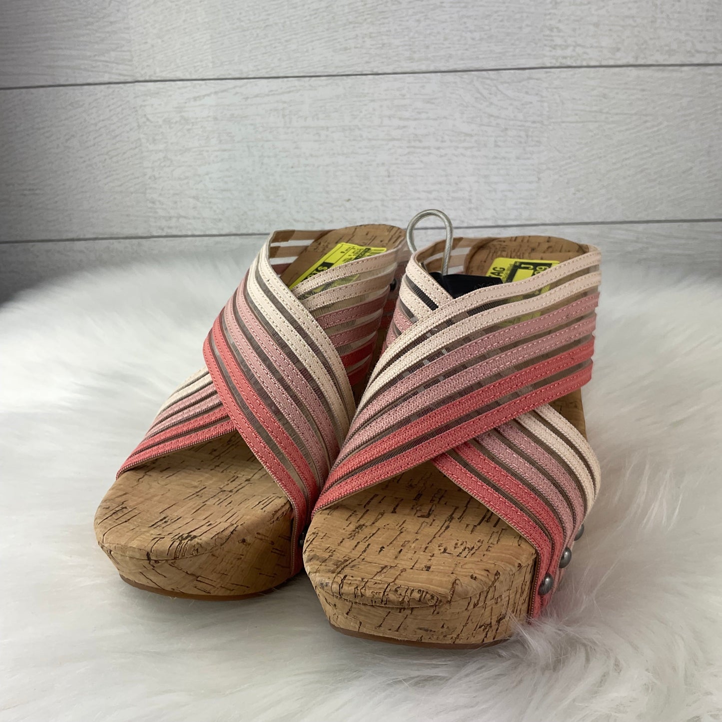 Shoes Heels Wedge By Lucky Brand In Pink & Tan, Size: 8