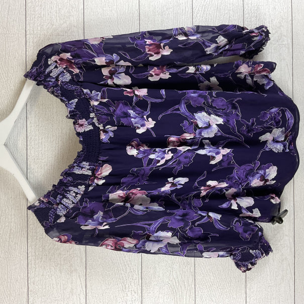 Top Long Sleeve By White House Black Market In Purple, Size: S