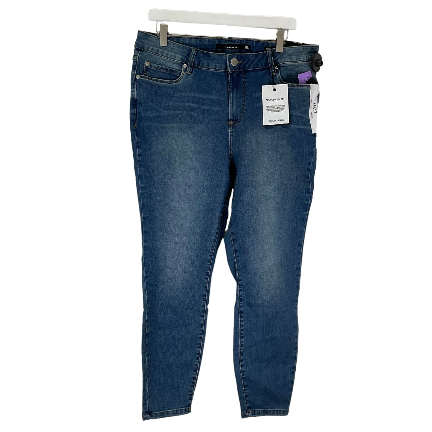 Blue Denim Jeans Skinny Tahari By Arthur Levine, Size 16