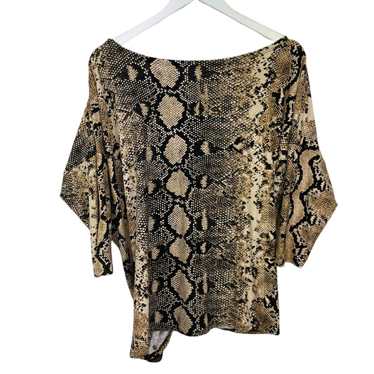 Top 3/4 Sleeve By Fashion Nova In Animal Print, Size: M