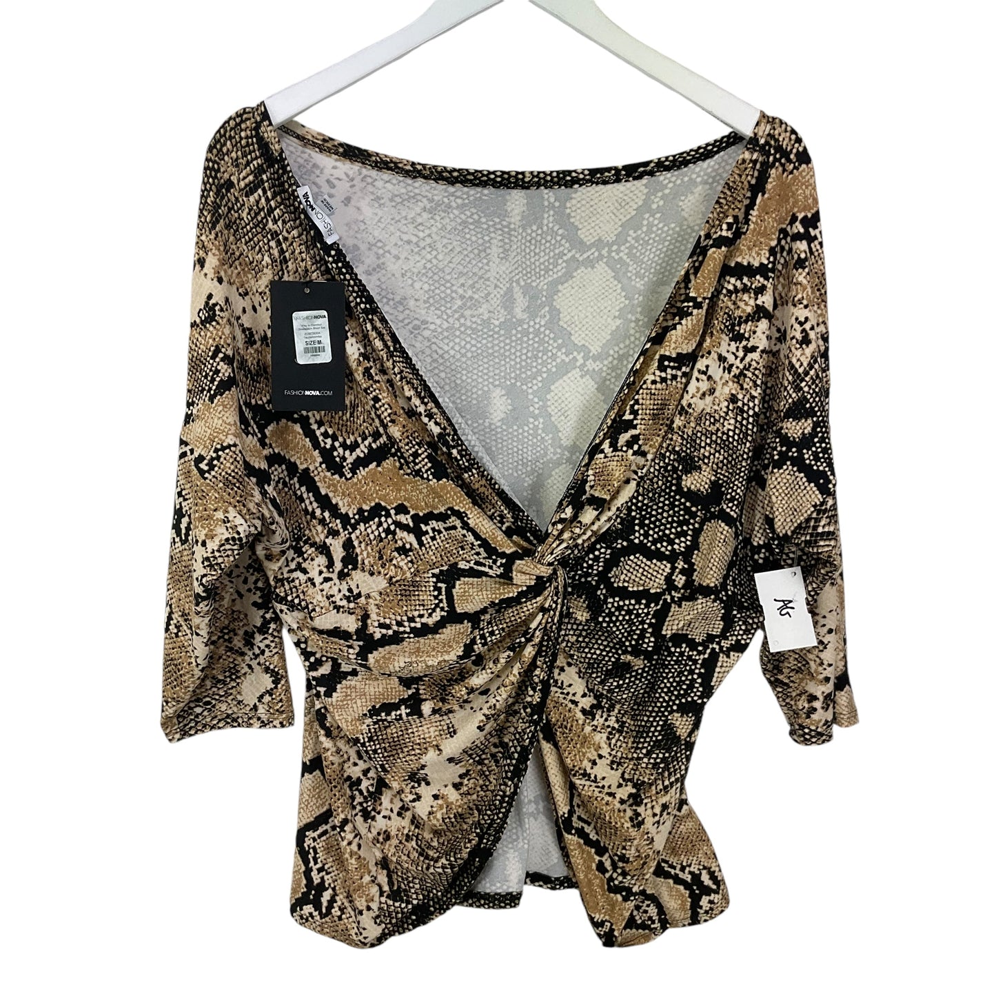 Top 3/4 Sleeve By Fashion Nova In Animal Print, Size: M