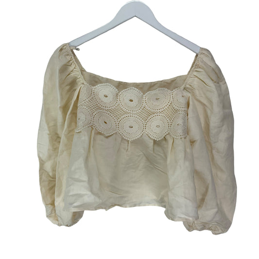 Top Long Sleeve By Anthropologie In Cream, Size: M