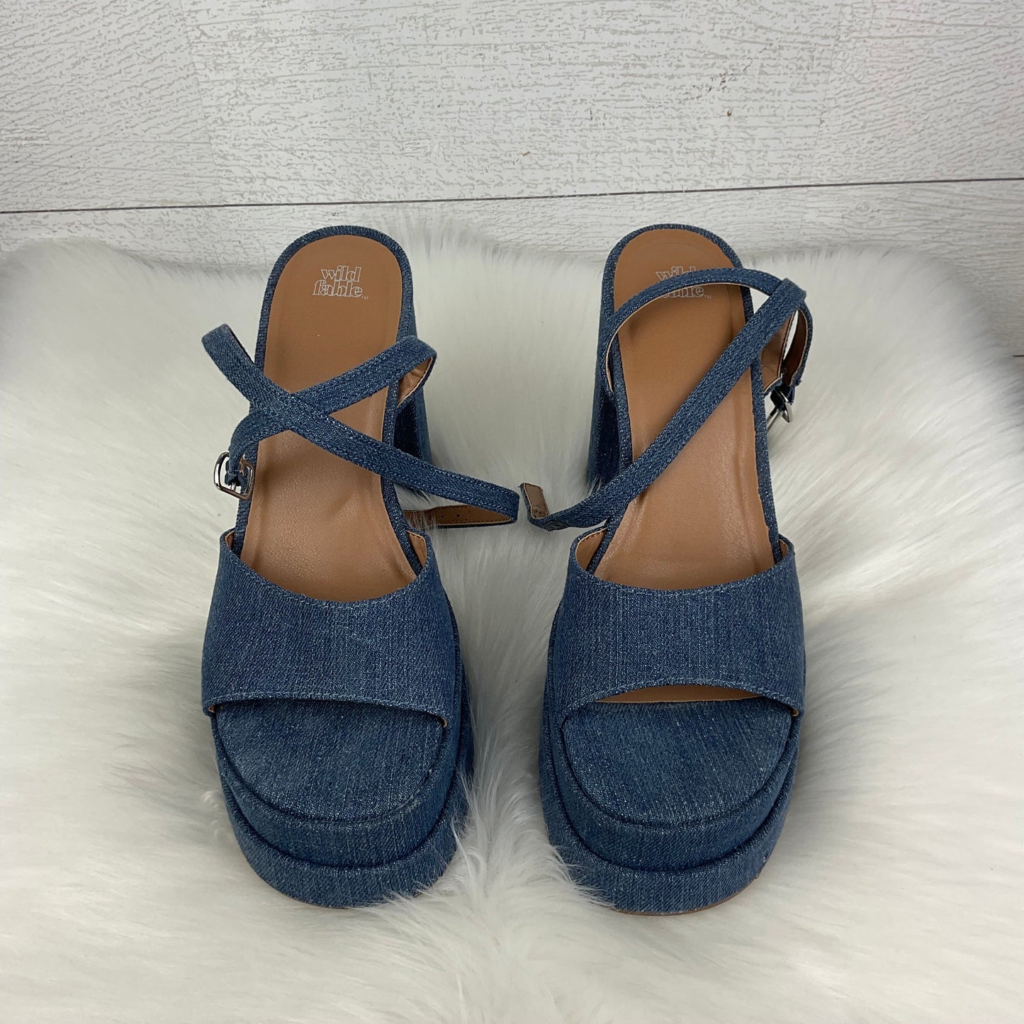 Shoes Heels Block By Wild Fable In Blue Denim, Size: 9