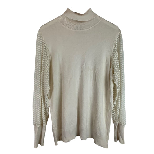 Top Long Sleeve By Adrianna Papell In Cream, Size: Xl