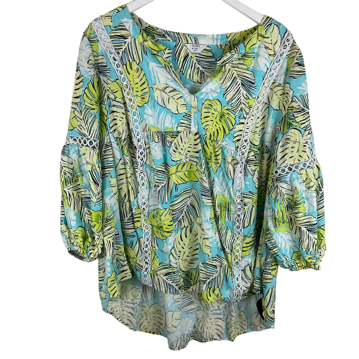 Top Long Sleeve By Crown And Ivy In Blue & Green, Size: 2x