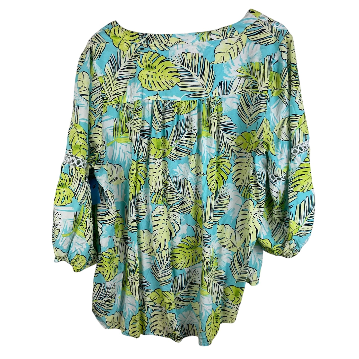 Top Long Sleeve By Crown And Ivy In Blue & Green, Size: 2x