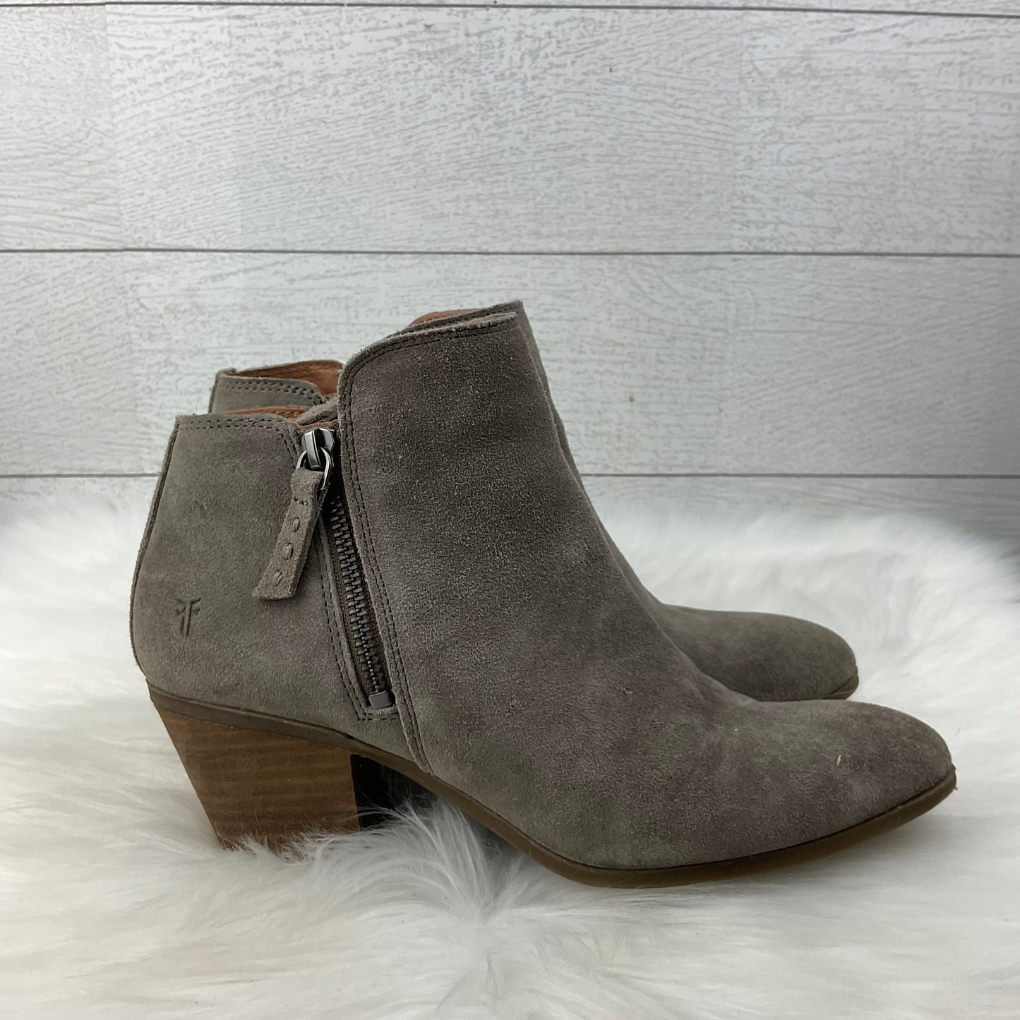 Boots Ankle Heels By Frye In Grey, Size: 8