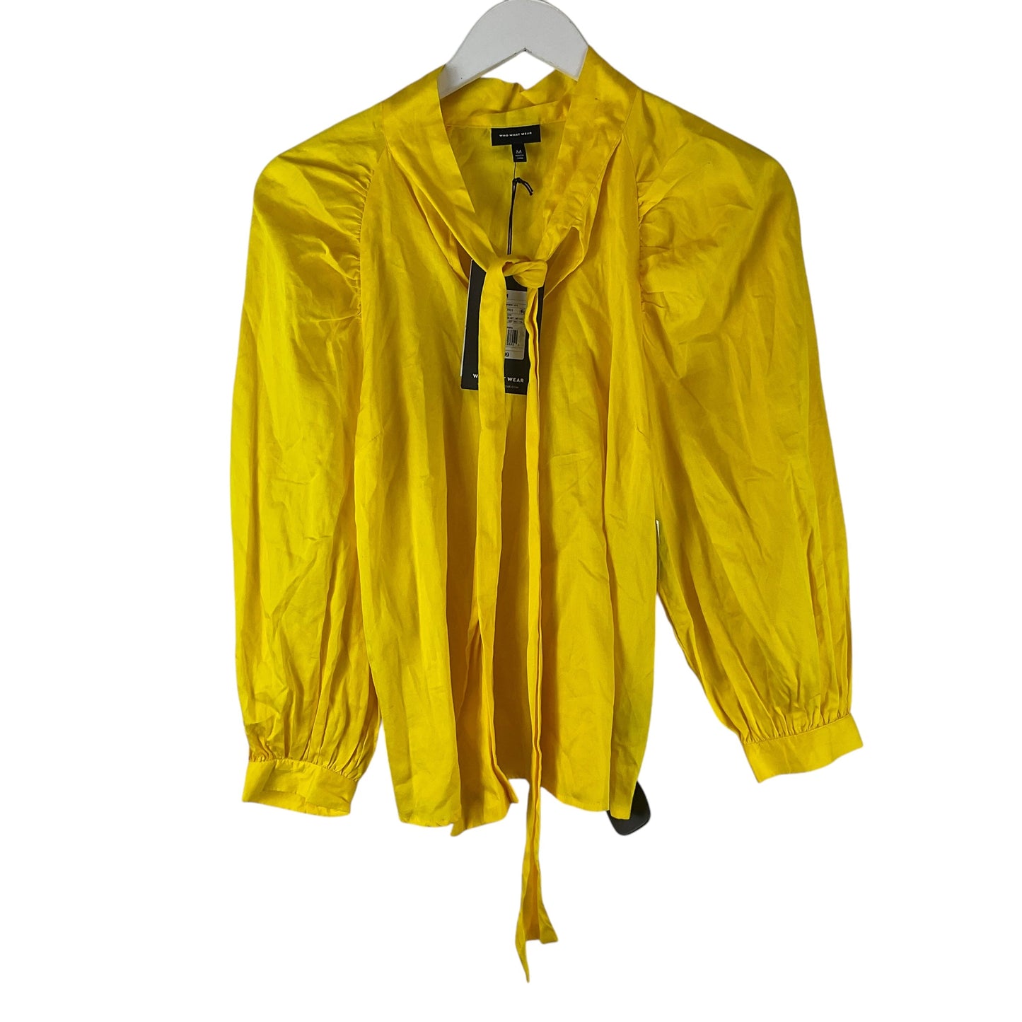 Top Long Sleeve By Who What Wear In Yellow, Size: M