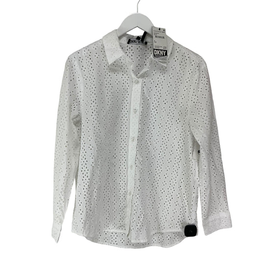 Top Long Sleeve By Dkny In White, Size: S