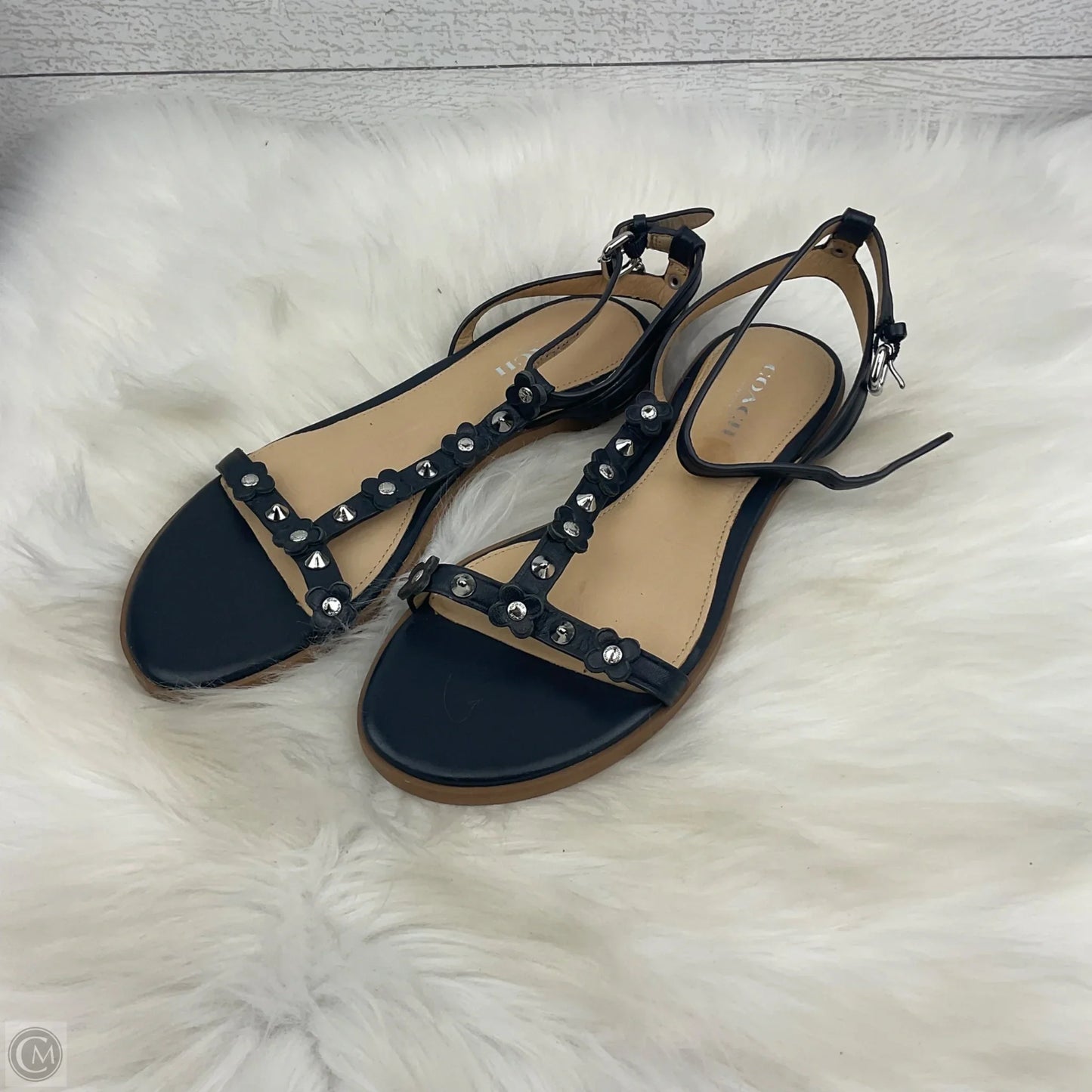 Sandals Designer By Coach In Navy, Size: 5