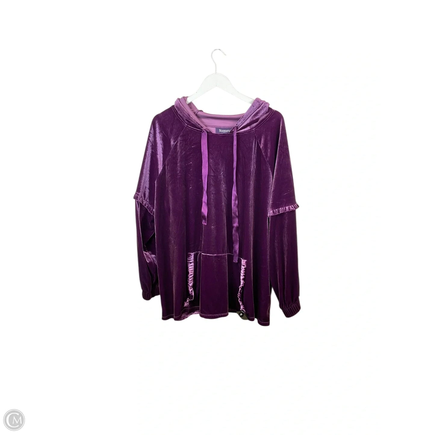 Sweatshirt Hoodie By Roamans In Purple, Size: 1x