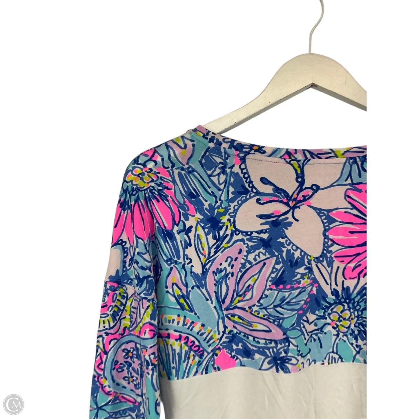 Top Long Sleeve Designer By Lilly Pulitzer In Blue & White, Size: Xxs