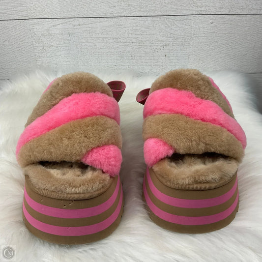 Slippers Designer By Ugg In Brown & Pink, Size: 8